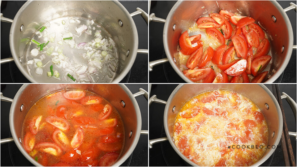nấu nước sốt cà chua chấm rau sống