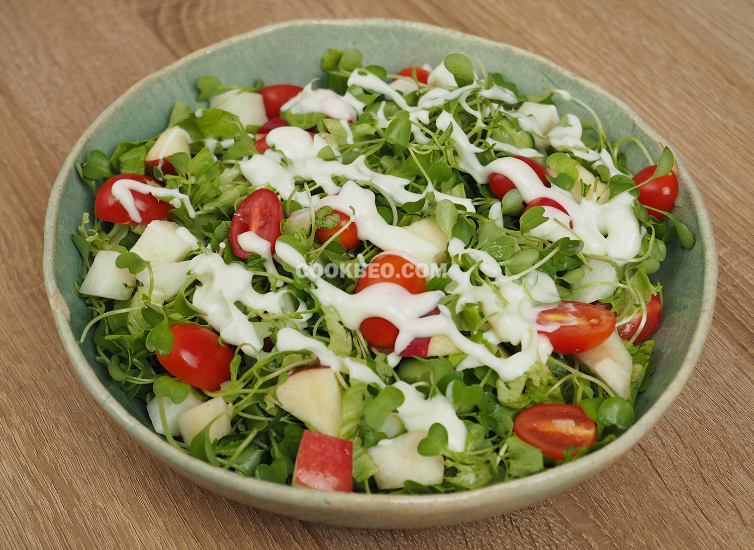 salad rau mầm trộn sốt mayonnaise