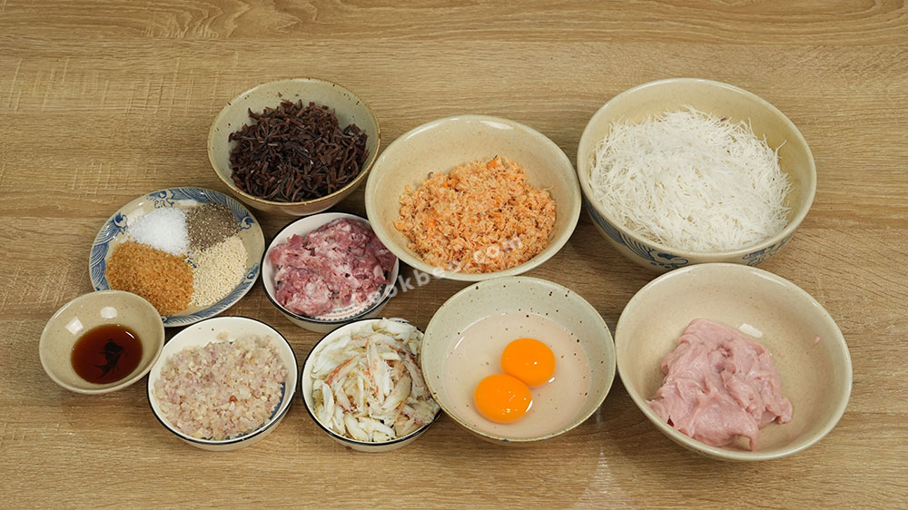 Nguyên liệu làm chả cua hấp