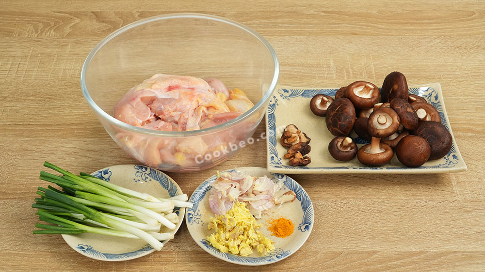Nguyên liệu làm gà xào nấm hương